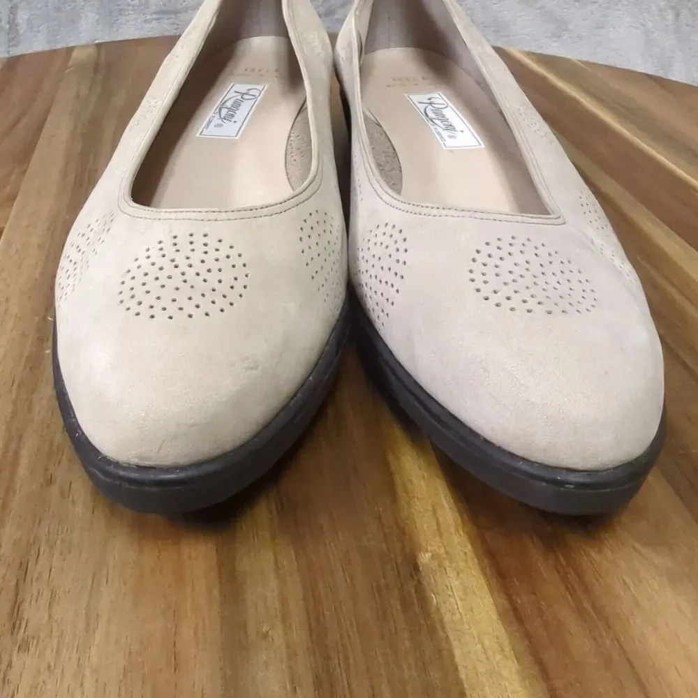 RANGONI Isela Handcrafted in Italy Women`s Taupe Soft‎ Suede Leather Flats 9 AA